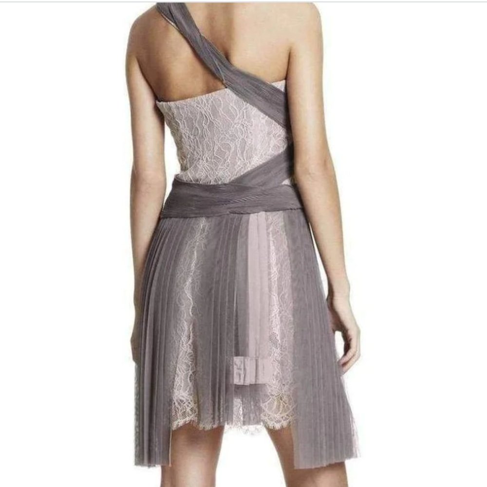 BCBGMaxAzria Pleated Contrast Lace Dress